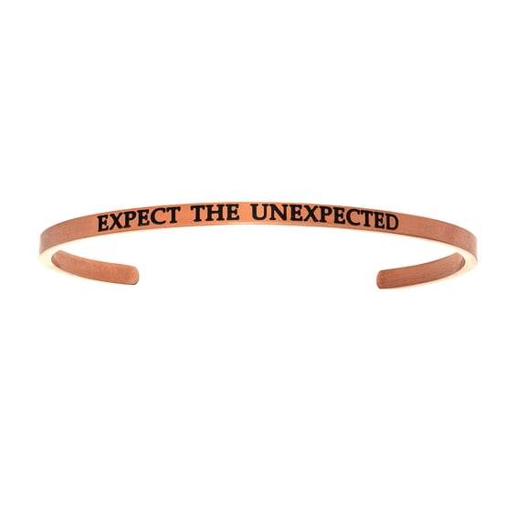 Intuitions Stainless Steel Pink Finish expect The Unexpected Cuff Bangle