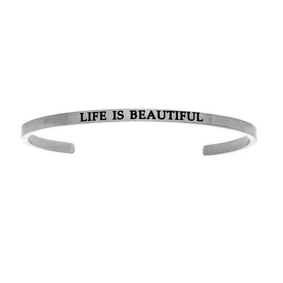 Intuitions Stainless Steel life Is Beautiful Cuff Bangle
