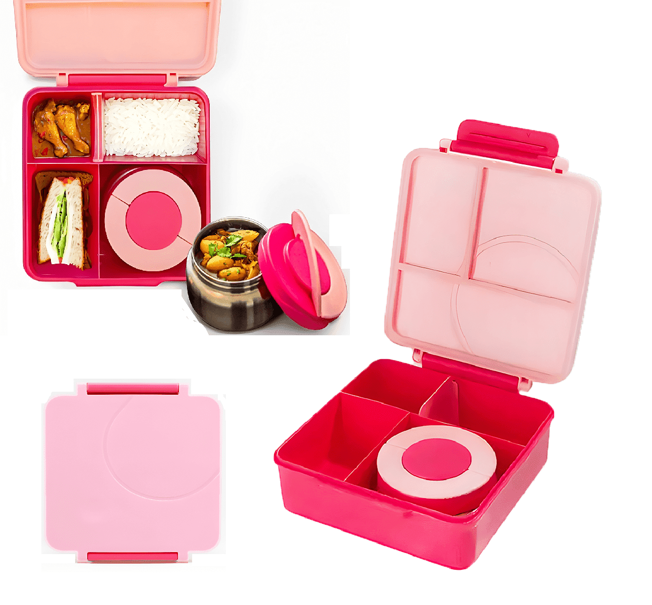 PoppiKids, Bento Lunch Box for Kids, with Thermos Soup Food Jar - Pink