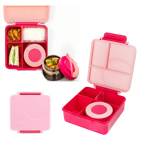 PoppiKids, Bento Lunch Box for Kids, with Thermos Soup Food Jar - Pink