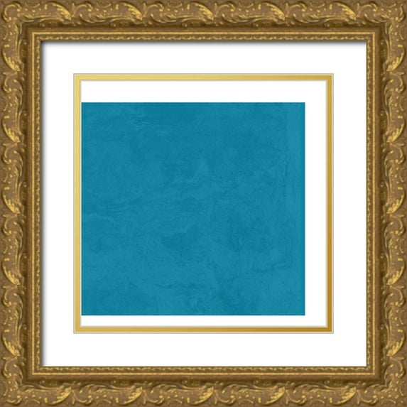 Inuit 12x12 Gold Ornate Wood Framed with Double Matting Museum Art Print Titled - Abstract Teal