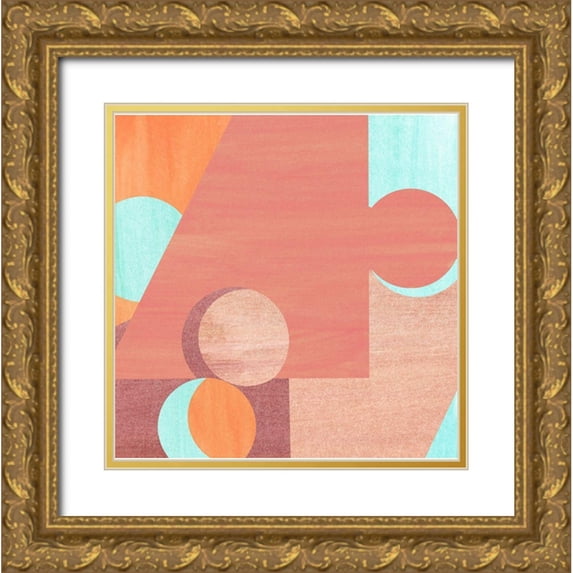 Inuit 15x15 Gold Ornate Wood Framed with Double Matting Museum Art Print Titled - Soft Patterns II.