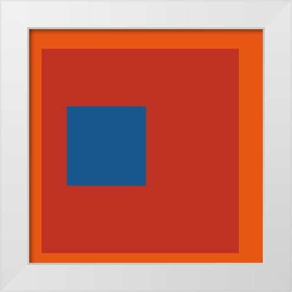 Inuit 15x15 White Modern Wood Framed Museum Art Print Titled - Blue Square on Red