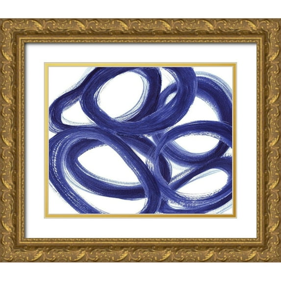 Inuit 18x15 Gold Ornate Wood Framed with Double Matting Museum Art Print Titled - Indigo Ellipses