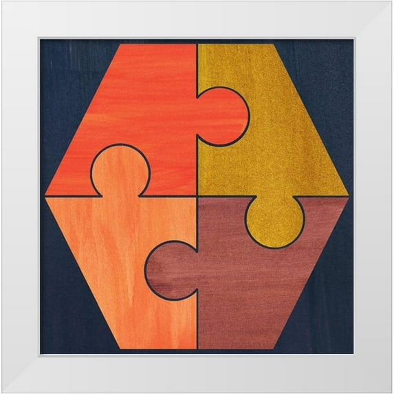 Inuit 20x20 White Modern Wood Framed Museum Art Print Titled - Patterned Hexagon