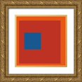 thumbnail image 1 of Inuit 26x26 Gold Ornate Wood Framed with Double Matting Museum Art Print Titled - Blue Square on Red, 1 of 4