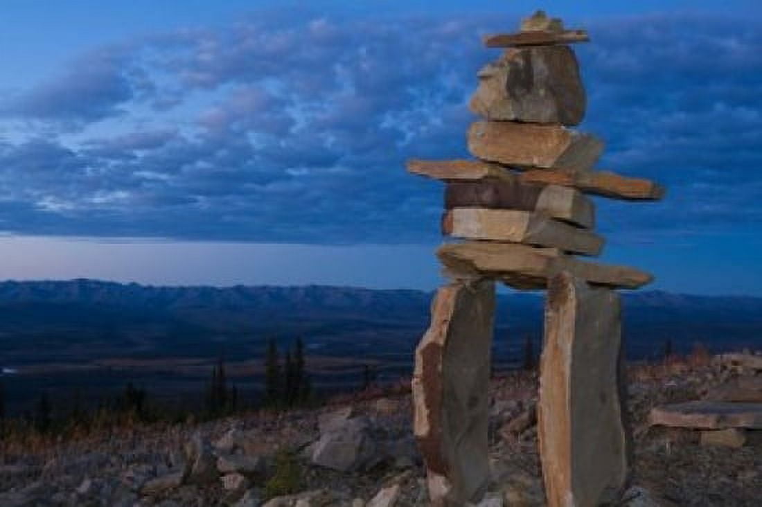 Inukshuk in Ogilvie Mountains Canvas Art - Theo Allofs DanitaDelimont (36 x 24)