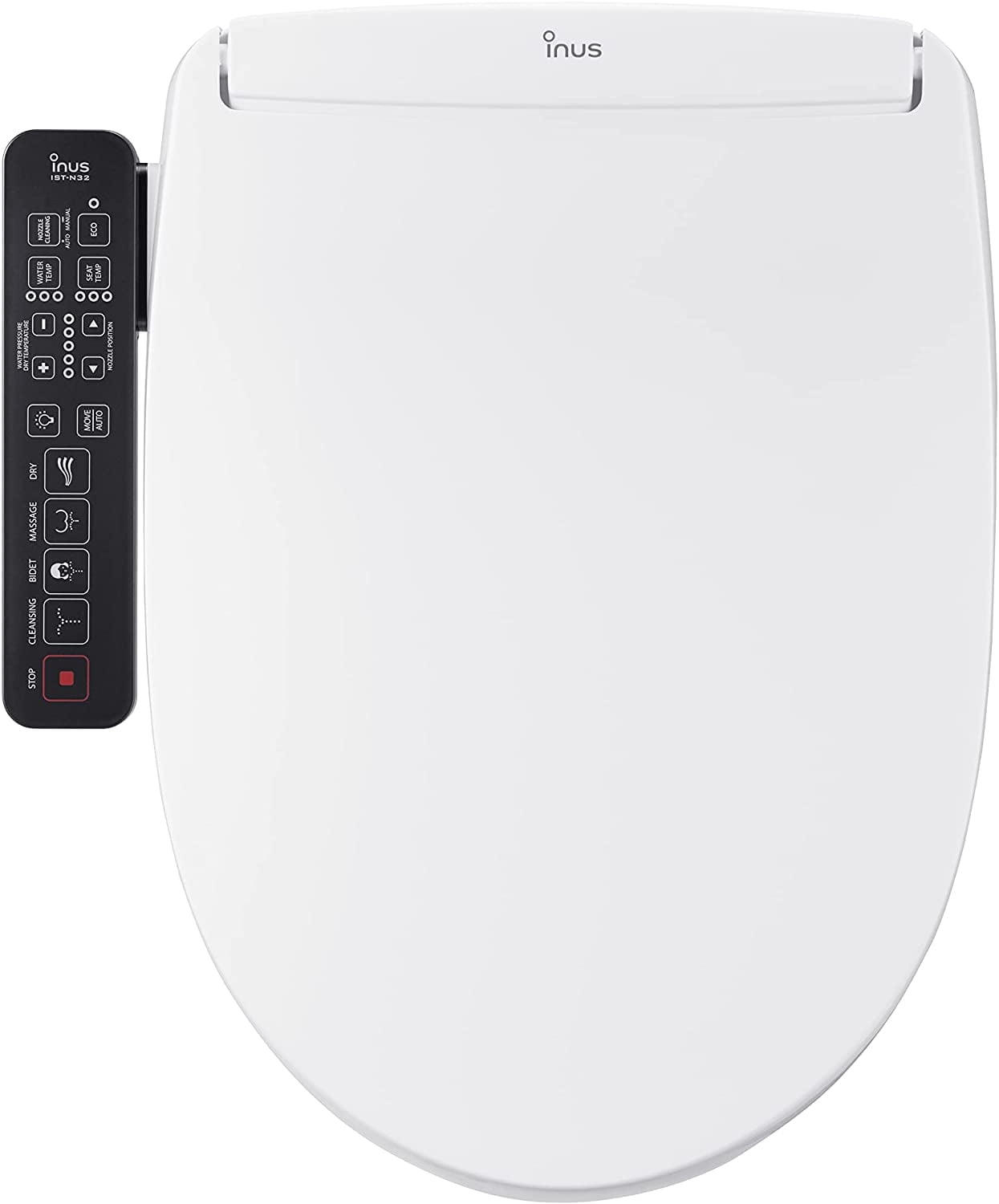 Inus N32 Electric Heated Bidet Toilet Seat Elongated, Warm Water, Smart Heated Water Luxury Bidet Toilet Seat with Night Light, Air Dryer, Self Cleaning, Tankless, Smart Touch Panel & Temp Control