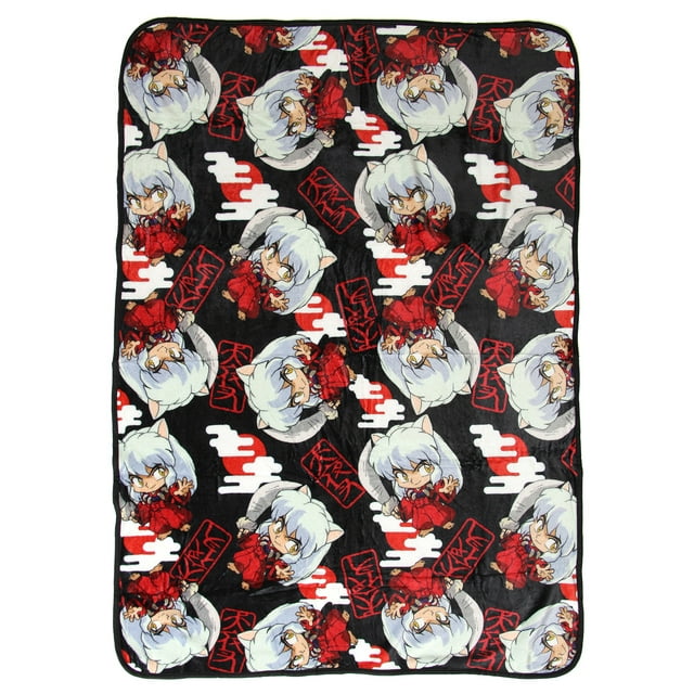 Inuyasha Anime Allover Chibi Character Soft Plush Fleece Throw Blanket