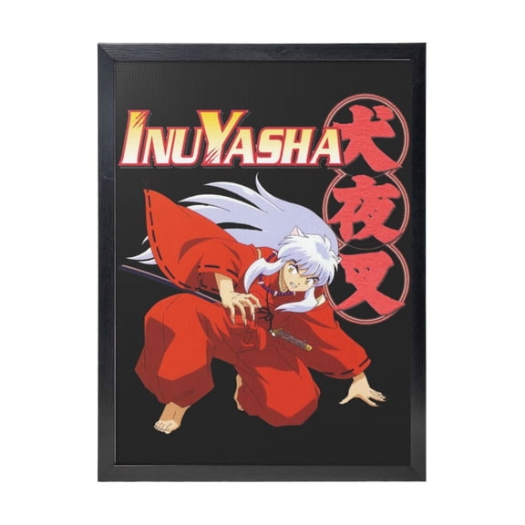 Inuyasha Black Framed Canvas Wall Art Fashion Decor, 12x16in Wall Decor For Living Room, Bedroom, Office