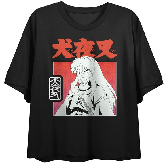 Inuyasha Black and Women's White Black Crop T-shirt-XL