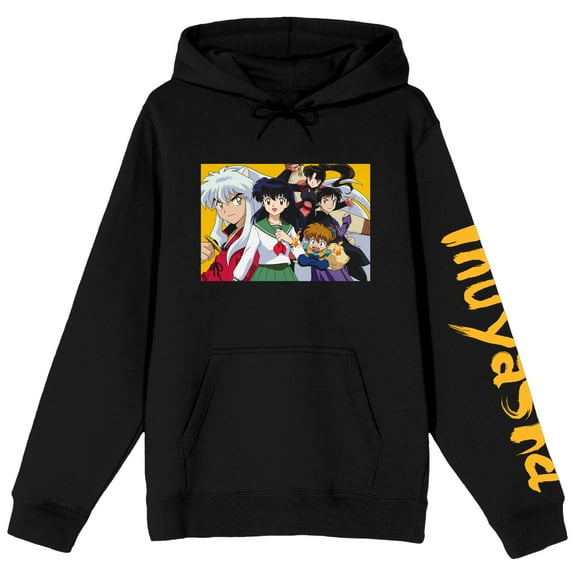 Inuyasha Character Group Long Sleeve Black Adult Pullover Hoodie-3XL