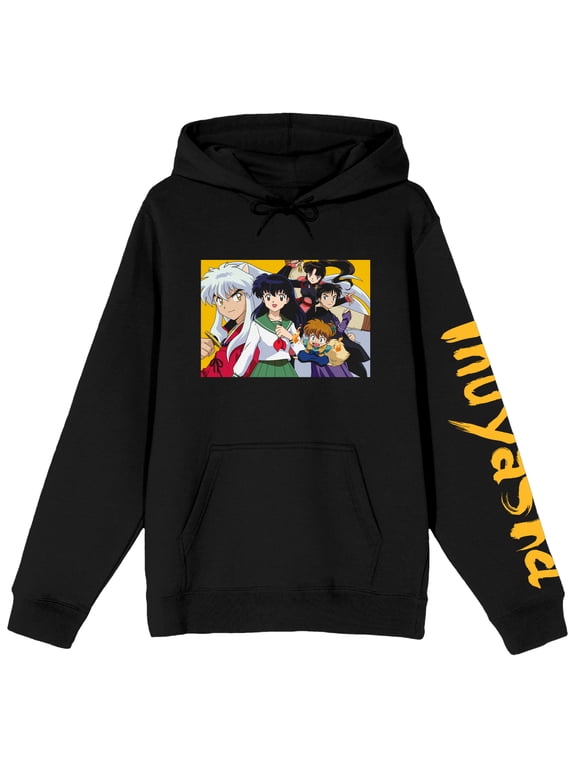 Inuyasha Character Group Long Sleeve Black Adult Pullover Hoodie-3XL