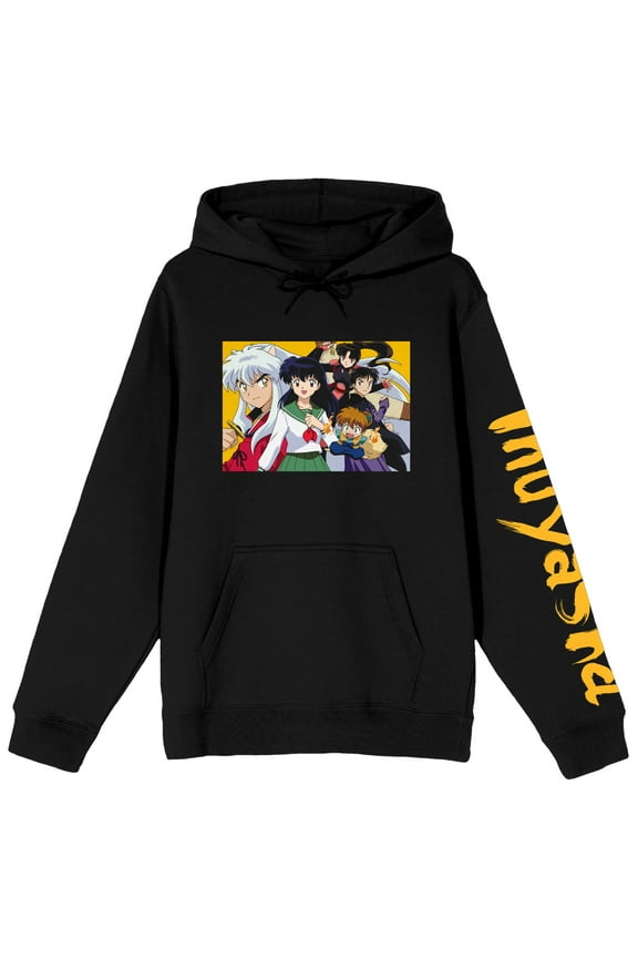 Inuyasha Character Group Long Sleeve Black Adult Pullover Hoodie-3XL