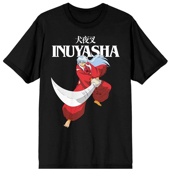 Inuyasha Character with Kanji Black Graphic Tee-XS