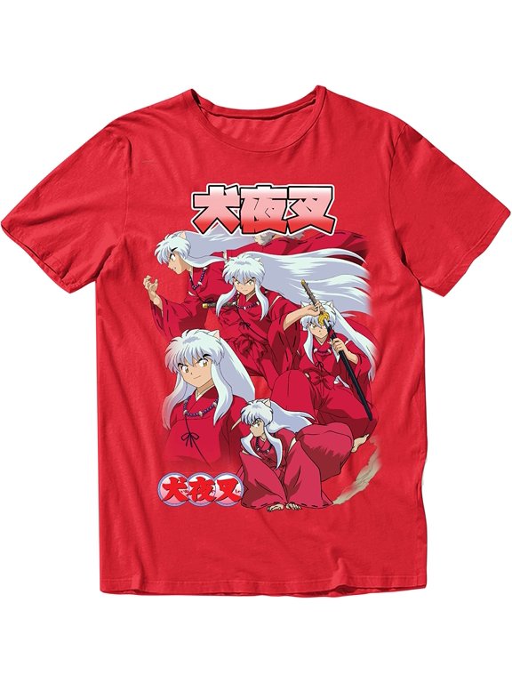 Dog Demon 5 Poses Red Men's T-Shirts Red Inuyasha Small