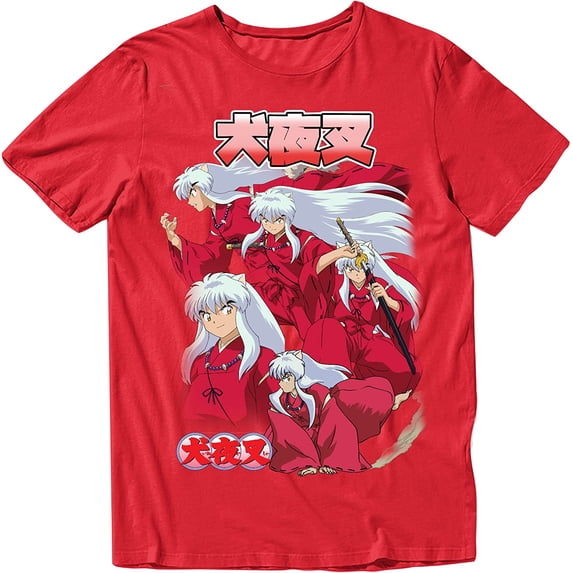 Inuyasha Dog Demon 5 Poses Red Men's T-Shirts Red Inuyasha X-Large