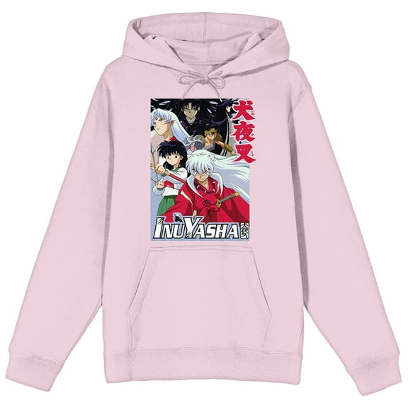 Inuyasha Group Shot Long Sleeve Cradle Pink Men's Hooded Sweatshirt-Medium