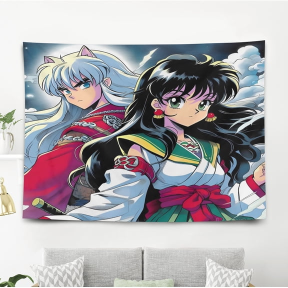 Inuyasha Pattern Wall Hanging 50*60 Inches High-Quality Peach Skin Velvet Material Classic And Charming