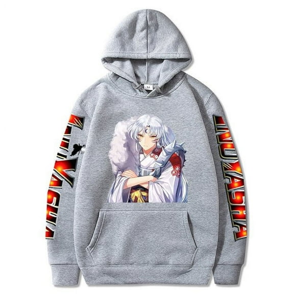 Inuyasha Sesshomaru Hoodie Streetwear Long Sleeve Pullover Harajuku Anime Printed Casual Sweatshirt