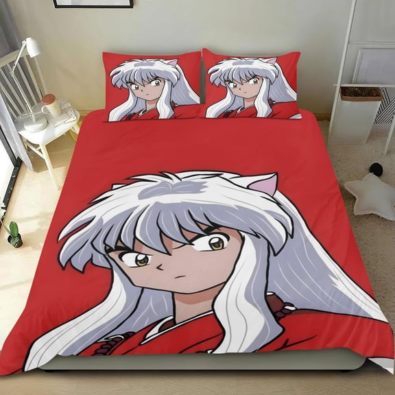 Inuyasha Themed Bed Sheet Set Three Piece Set 53x79 Inches Comfortable And Skin Friendly Unique Design Creating A Star Studded Night