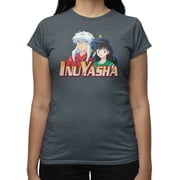 Inuyasha Womens Inuyasha And Kagome Logo T-Shirt Dark Heather, S-XXL