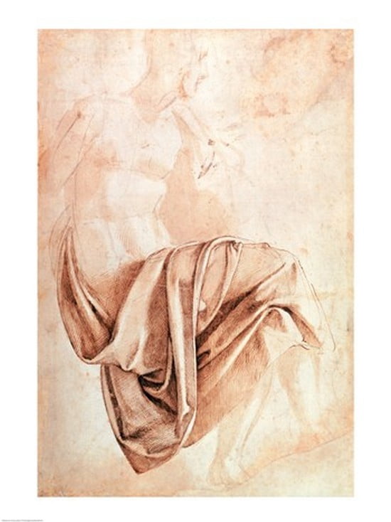 Inv 1887-5-2-118 Recto (W10) Study of drapery Canvas Art - Michelangelo Buonarroti (18 x 24)