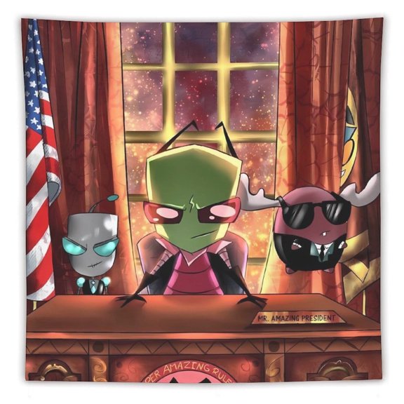 Invasor Zim Tapestry, Wall Hanging Decor, Aesthetic for Bedroom, Living Room, Dorm, Soft Fabric Home Accent 60"x60"