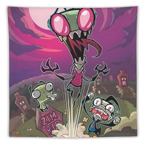 Invasor Zim Tapestry, Wall Hanging Decor, Aesthetic for Bedroom, Living Room, Dorm, Soft Fabric Home Accent 60"x60"