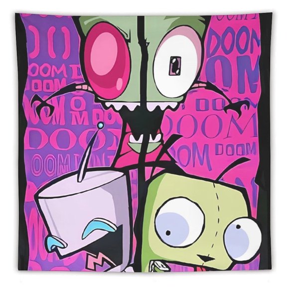 Invasor Zim Tapestry, Wall Hanging Decor, Aesthetic for Bedroom, Living Room, Dorm, Soft Fabric Home Accent 60"x60"