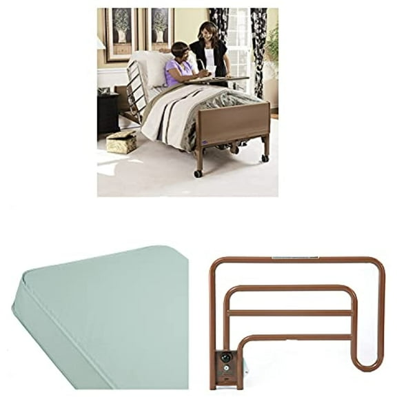 Invacare 5410Low/ 6632/5185 Full-Electric Low Homecare Bed with Rails & Mattress, (Model: 5410LOW/ 6632/5185)