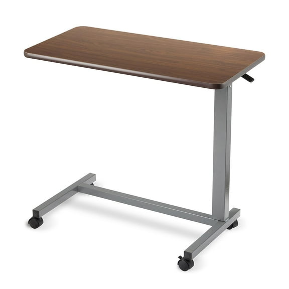 Invacare Adjustable Medical Bedside Table - Waterproof Rolling Hospital Tray Table w/L-Shaped Base