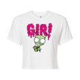 thumbnail image 1 of Invader ZIM - GIR Drinking and Sticking Tongue Out - Juniors Cropped Cotton Blend T-Shirt, 1 of 5