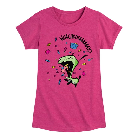 Invader ZIM - GIR Eating Candy - WHACHOOSAY - Toddler And Youth Girls Short Sleeve Graphic T-Shirt