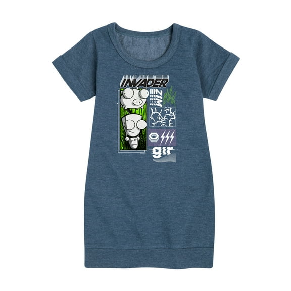 Invader ZIM - GIR Holding a Pig in the Air - Toddler And Youth Girls Fleece Dress