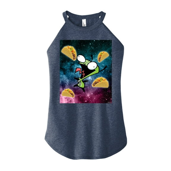 Invader ZIM - GIR Loves Tacos in Space - Juniors High Neck Tank Top