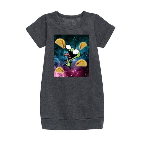 Invader ZIM - GIR Loves Tacos in Space - Toddler And Youth Girls Fleece Dress