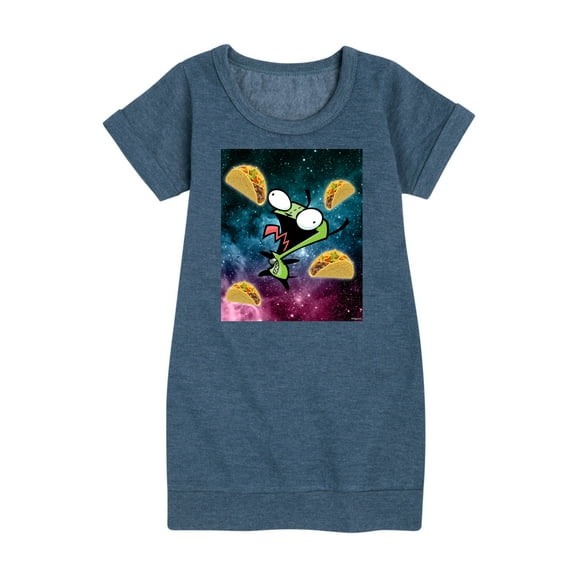 Invader ZIM - GIR Loves Tacos in Space - Toddler And Youth Girls Fleece Dress