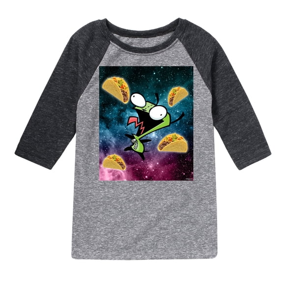 Invader ZIM - GIR Loves Tacos in Space - Toddler And Youth Raglan Graphic T-Shirt