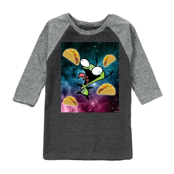 Invader ZIM - GIR Loves Tacos in Space - Toddler And Youth Raglan Graphic T-Shirt