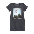 thumbnail image 1 of Invader ZIM - GIR Sitting on Flying Pig - I Want to Believe - Toddler And Youth Girls Fleece Dress, 1 of 4