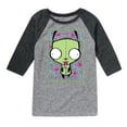 thumbnail image 1 of Invader ZIM - GIR Sticking His Tongue Out - Retro Style - Toddler And Youth Raglan Graphic T-Shirt, 1 of 4