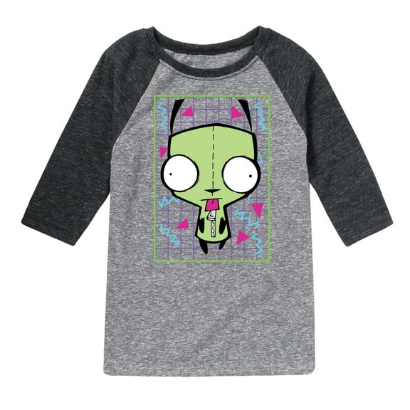 Invader ZIM - GIR Sticking His Tongue Out - Retro Style - Toddler And Youth Raglan Graphic T-Shirt