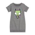 thumbnail image 1 of Invader ZIM - GIR Sticking Tongue Out - Retro Style Grid - Toddler And Youth Girls Fleece Dress, 1 of 1