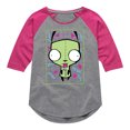 thumbnail image 1 of Invader ZIM - GIR Sticking Tongue Out - Retro Style Grid - Toddler And Youth Girls Raglan T-Shirt, 1 of 4