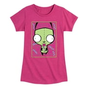 Invader ZIM - GIR Sticking Tongue Out - Retro Style Grid - Toddler And Youth Girls Short Sleeve Graphic T-Shirt