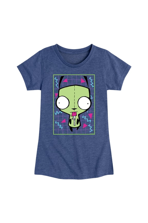 - GIR Sticking Tongue Out - Retro Style Grid - Toddler And Youth Girls Short Sleeve Graphic T-Shirt