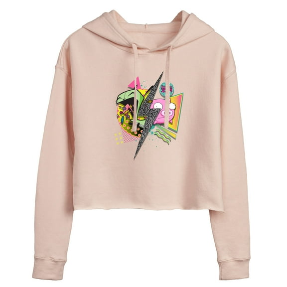 Invader ZIM - GIR and Pig - Retro Style - Juniors Cropped Pullover Hoodie