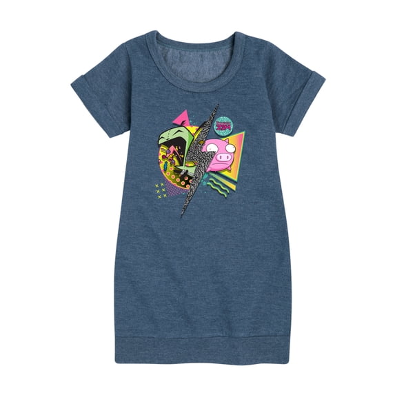 Invader ZIM - GIR and Pig - Retro Style - Toddler And Youth Girls Fleece Dress