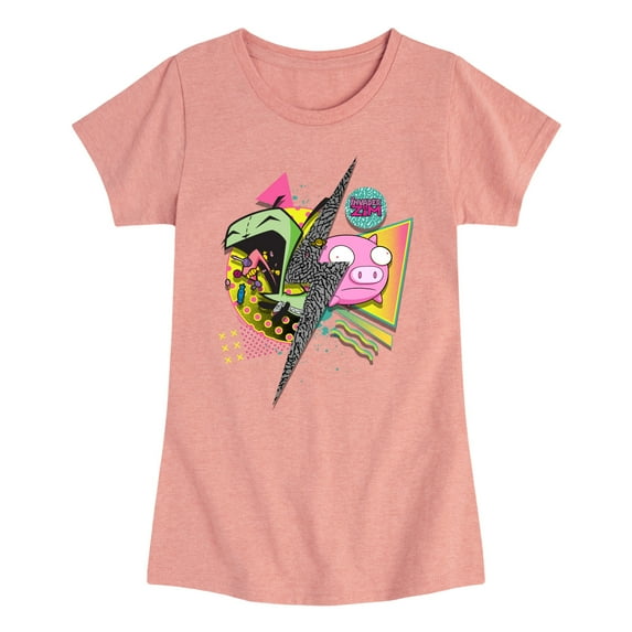 Invader ZIM - GIR and Pig - Retro Style - Toddler And Youth Girls Short Sleeve Graphic T-Shirt